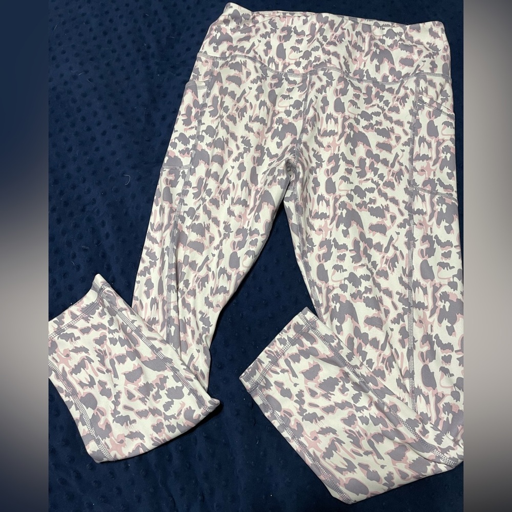 Pink and gray leopard yoga pants